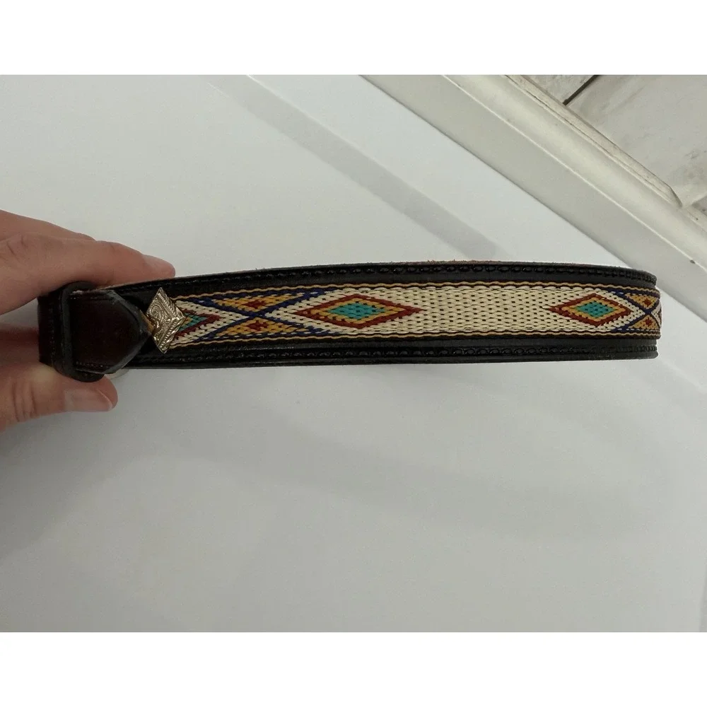 Kids Circle Y Western Belt Embroidered Kidskin Leather Tribal Size 22